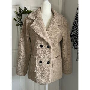 Monnari Women’s Sherpa Double Breasted Coat (Sz Med)